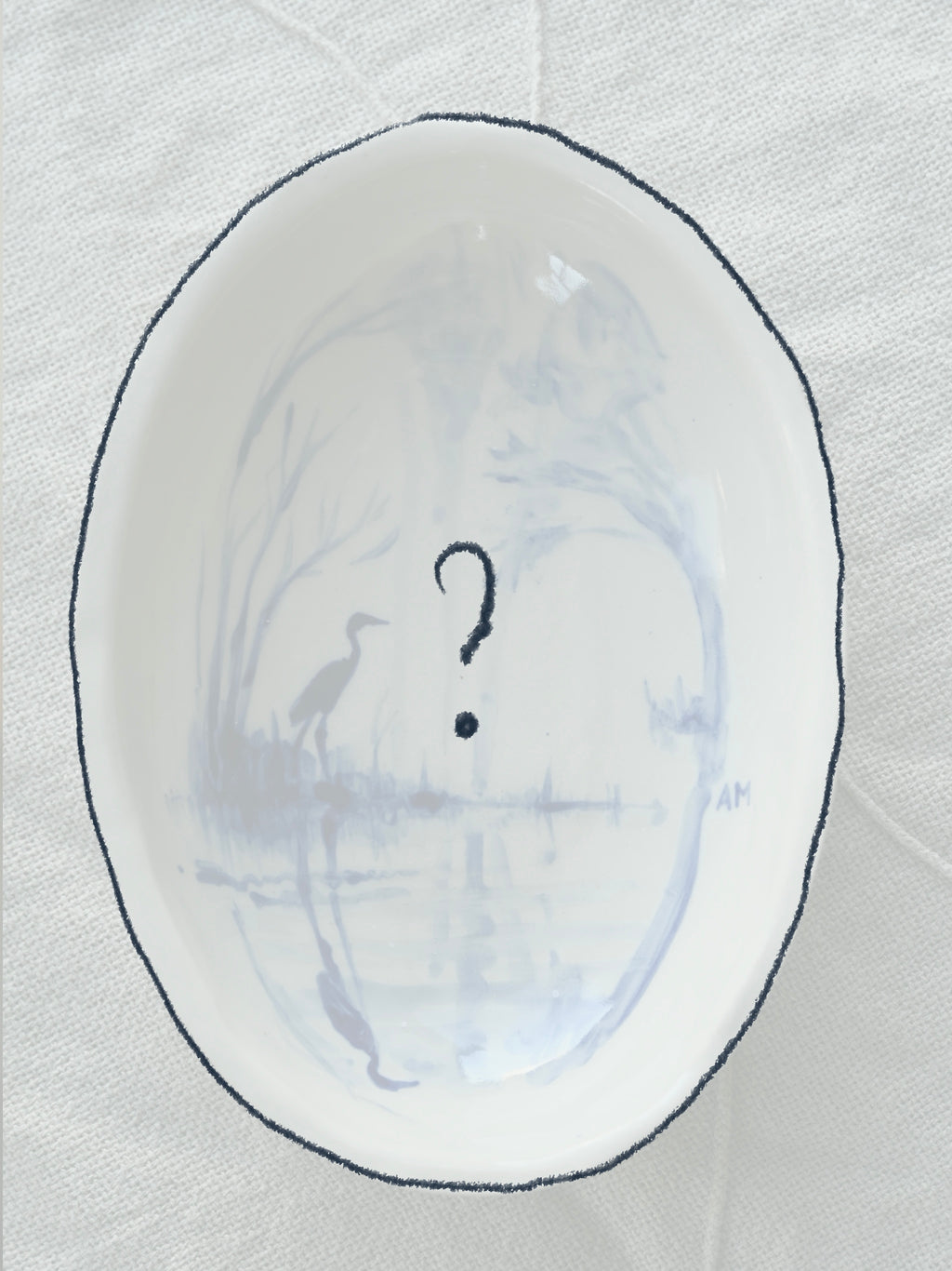 Kleifunding: Ovale schaal met dier en landschap